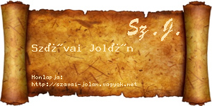 Szávai Jolán névjegykártya